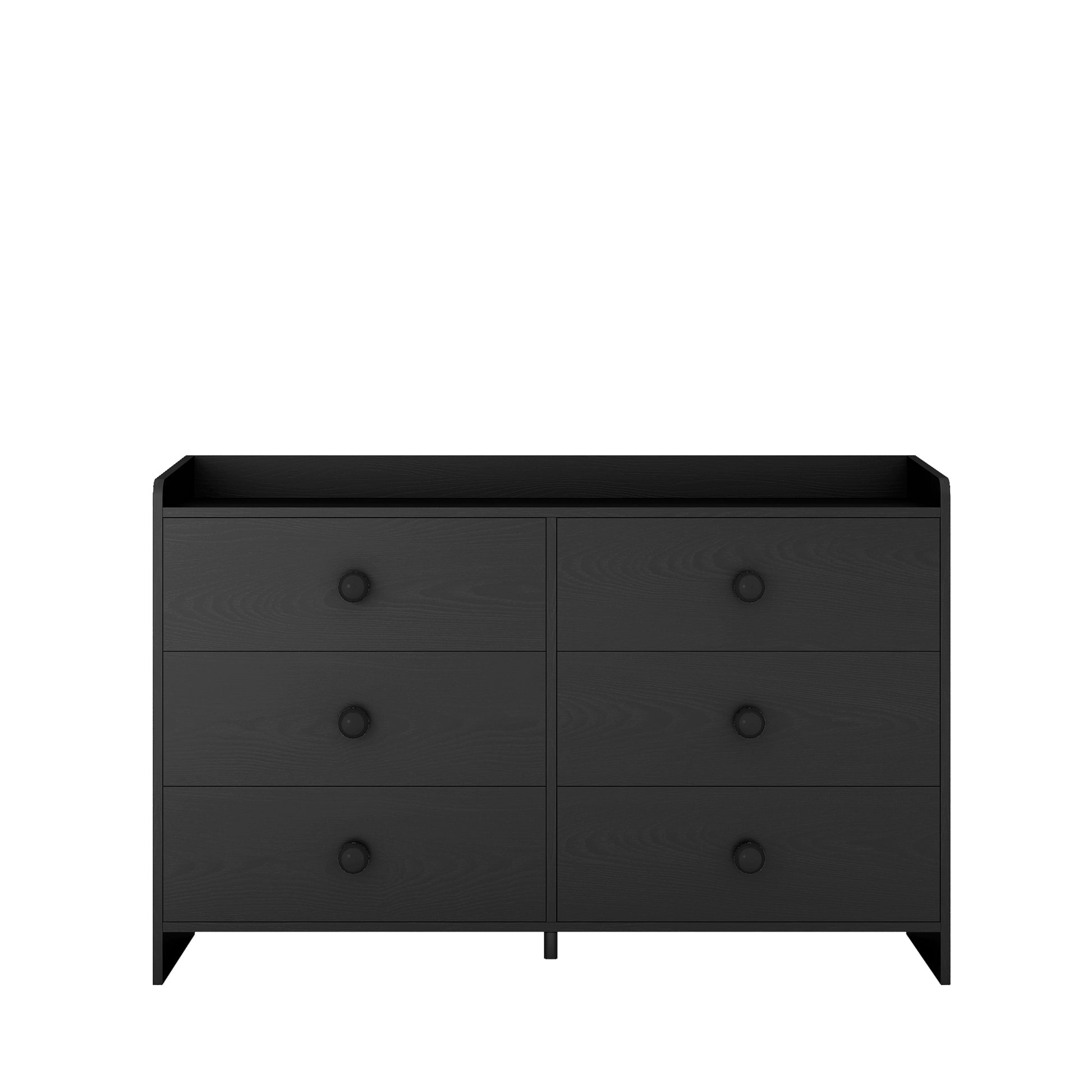 Chest Of Drawers Black Dresser6 Drawer Chest With Wide Storage, Modern Contemporary 6 Drawer Cabinet, Dresser For Bedroom Living Room Hallway Black Mdf