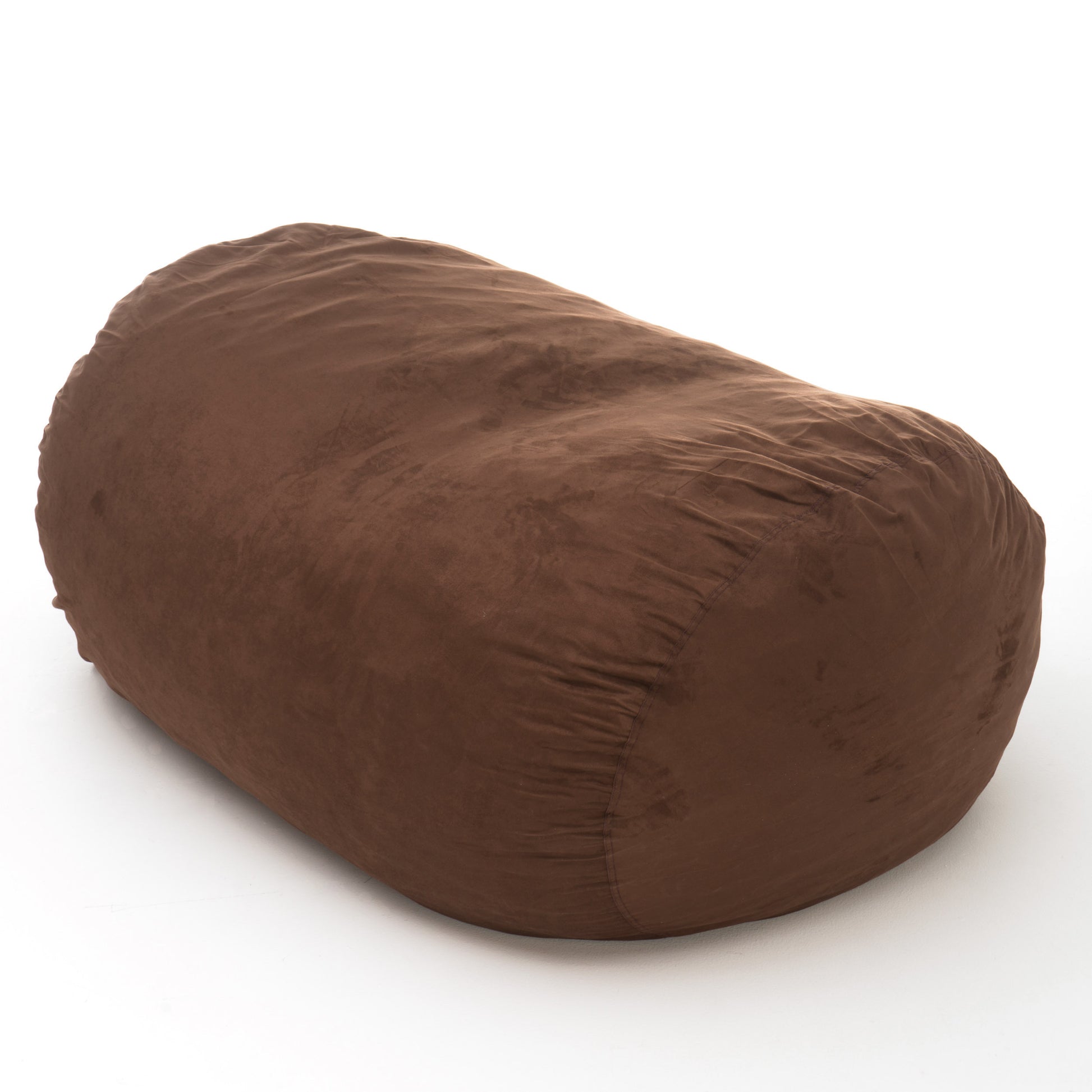 Nest 6.5 Foot Cylindrical Suede Bean Bag, Brown Brown Microfiber