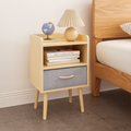 Nightstand With Collapsible Fabric Drawer, 2 Tier Storage End Table, Wood Side Table With Storage Cabinet Or Kids, Adults Oak Oak Engineered Wood