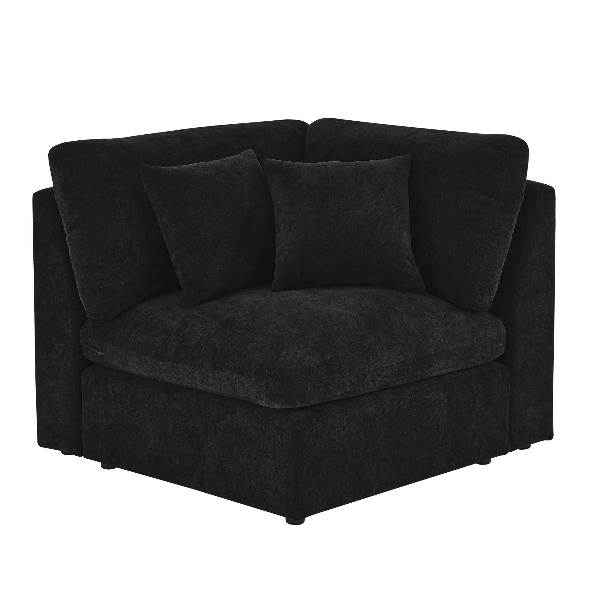 6 Seats Modular L Shaped Sectional Sofa With Ottoman,10 Pillows, Oversized Upholstered Couch W Removabled Down Filled Seat Cushion For Living Room, Chenille Black Black Chenille Wood Primary Living