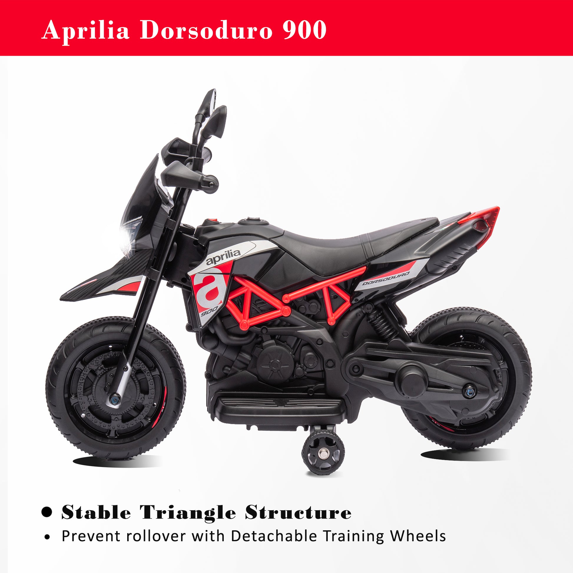 Red, Licensed Aprilia Electric Motorcycle, 6V Kids Motorcycle, Ride On Toy W Training Wheels, Led Lights, Sounds & Music, Battery Powered Dirt Bike For Boys & Girls Red Under 50 Lbs Iron Plastic Iron Plastic Indoor & Outdoor Use