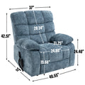 Lift Recliner Chair Heat Massage Dual Motor Infinite Position Up To 350 Lbs Large Electric Power Lift Recliners With Power Remote, Medium Firm And Heavy Duty, Blue White Metal Primary Living Space Heavy Duty Pine Blue Chenille Power Remote Medium Firm