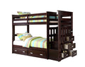 Allentown Bunk Bed Twin Twin & Storage In Espresso 10170W Espresso Solid Wood