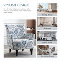 Armchair Modern Accent Sofa With Linen Surface,Leisure Chair With Solid Wood Feet For Living Room Bedroom Studio,White Blue White Line Primary Living Space Modern Upholstered Linen
