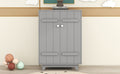 Wooden Wardrobe Cabinet With Hanging Rod, Storage Armoires With Doors,Gray Gray Solid Wood