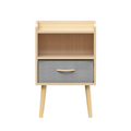 Nightstand With Collapsible Fabric Drawer, 2 Tier Storage End Table, Wood Side Table With Storage Cabinet Or Kids, Adults Oak Oak Engineered Wood