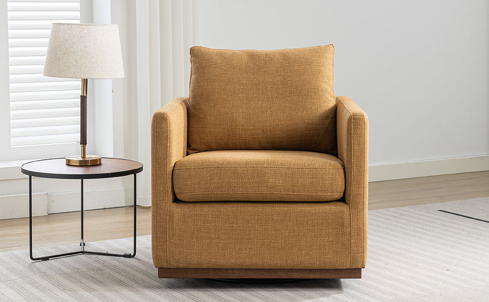 Mid Century Modern Swivel Accent Chair Armchair For Living Room, Bedroom, Guest Room, Office, Mustard Yellow 1 Mustard Yellow Linen