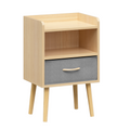 Nightstand With Collapsible Fabric Drawer, 2 Tier Storage End Table, Wood Side Table With Storage Cabinet Or Kids, Adults Oak Oak Engineered Wood