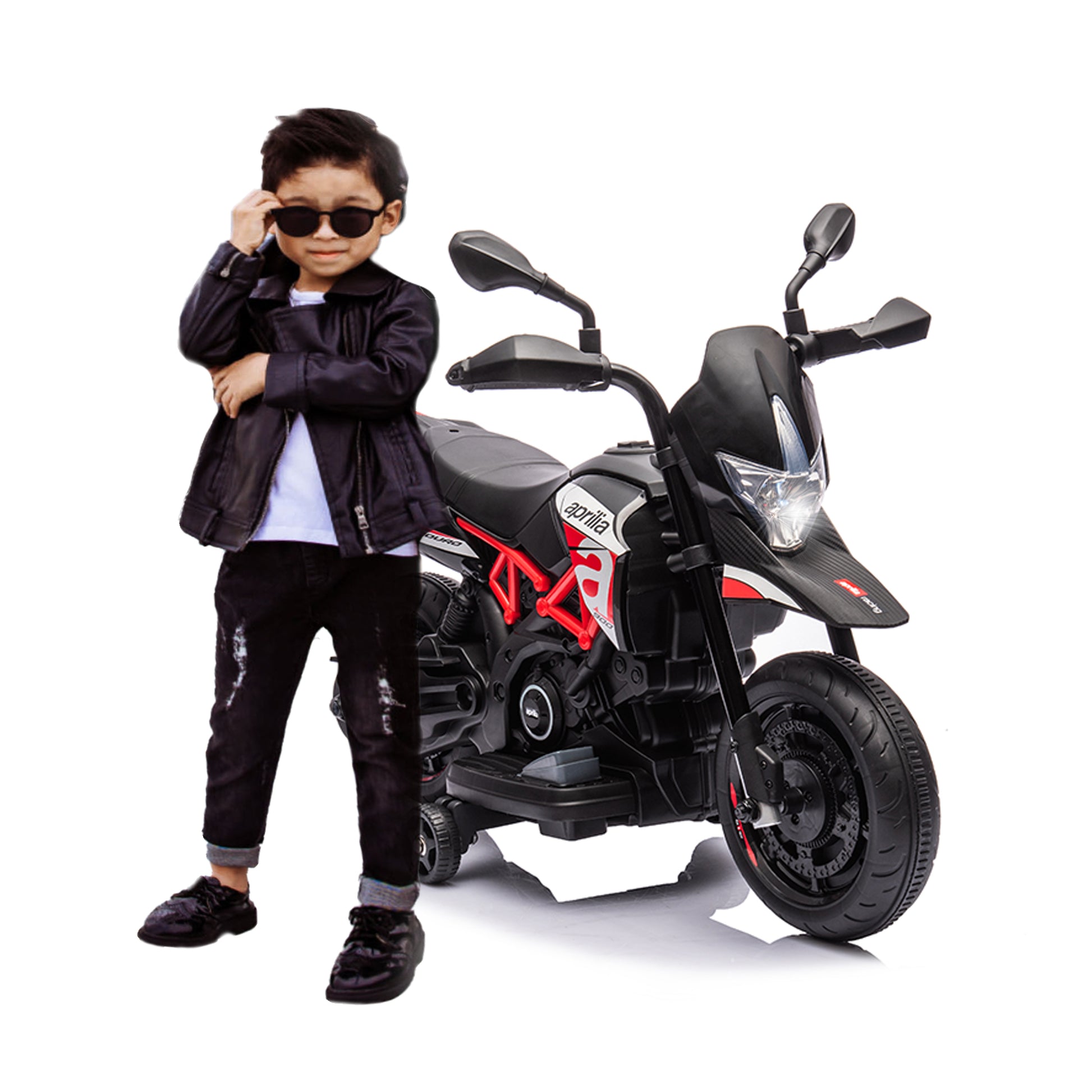 Red, Licensed Aprilia Electric Motorcycle, 6V Kids Motorcycle, Ride On Toy W Training Wheels, Led Lights, Sounds & Music, Battery Powered Dirt Bike For Boys & Girls Red Under 50 Lbs Iron Plastic Iron Plastic Indoor & Outdoor Use