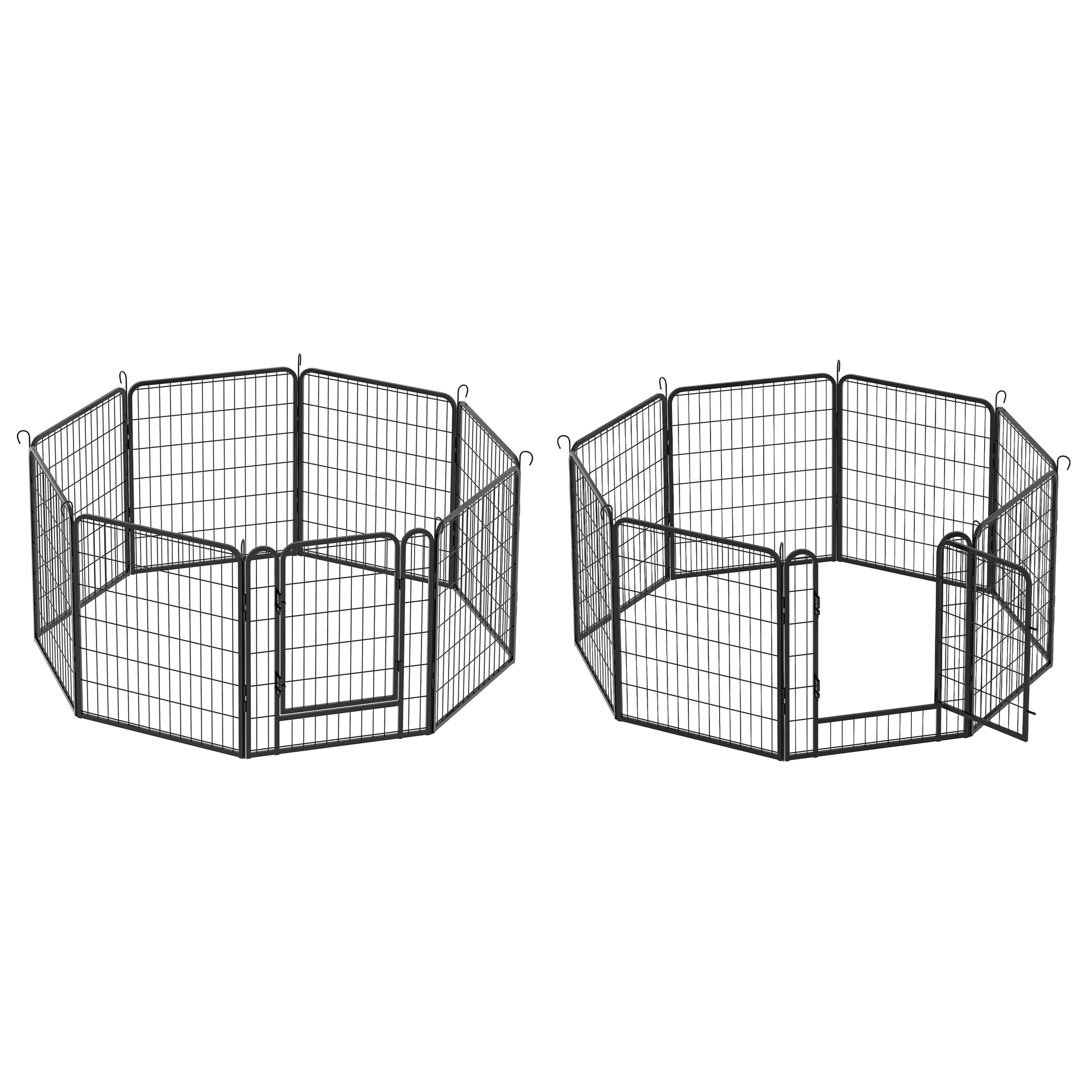 16 Panels Heavy Duty Metal Playpen With Door,31.7"H Dog Fence Pet Exercise Pen For Outdoor Black Metal