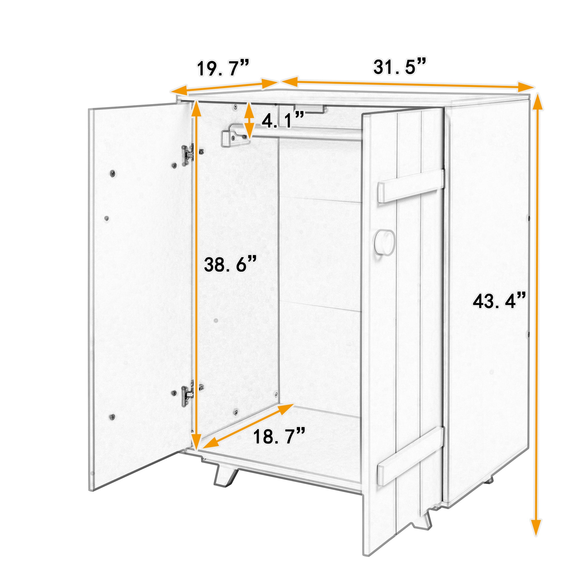 Wooden Wardrobe Cabinet With Hanging Rod, Storage Armoires With Doors ,White White Solid Wood