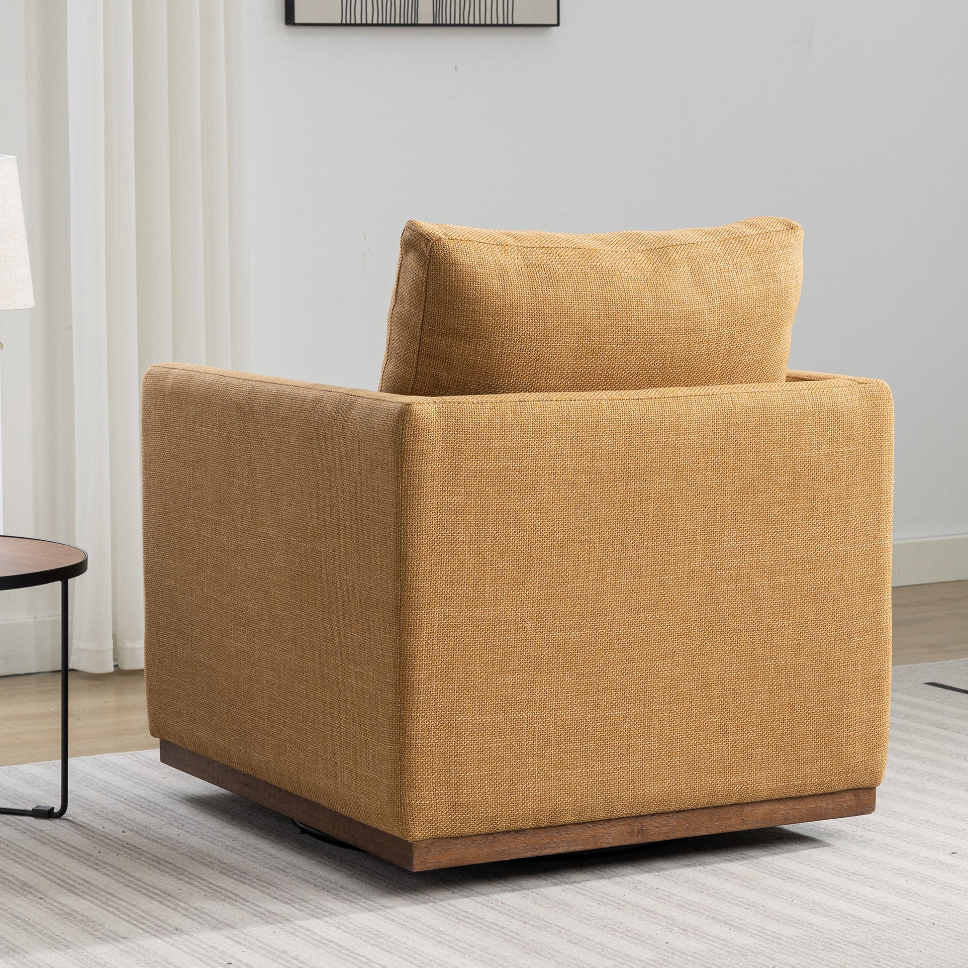 Mid Century Modern Swivel Accent Chair Armchair For Living Room, Bedroom, Guest Room, Office, Mustard Yellow 1 Mustard Yellow Linen