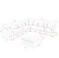 6 Seats Modular L Shaped Sectional Sofa With Ottoman,10 Pillows, Oversized Upholstered Couch W Removabled Down Filled Seat Cushion For Living Room, Chenille Beige Beige Chenille Wood Primary Living Space Soft Pillow Back Eucalyptus Square Arms Foam
