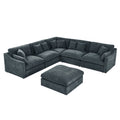 6 Seats Modular L Shaped Sectional Sofa With Ottoman,10 Pillows, Oversized Upholstered Couch W Removabled Down Filled Seat Cushion For Living Room, Chenille Grey Dark Grey Chenille Wood Primary Living Space Soft Pillow Back Eucalyptus Square Arms Foam