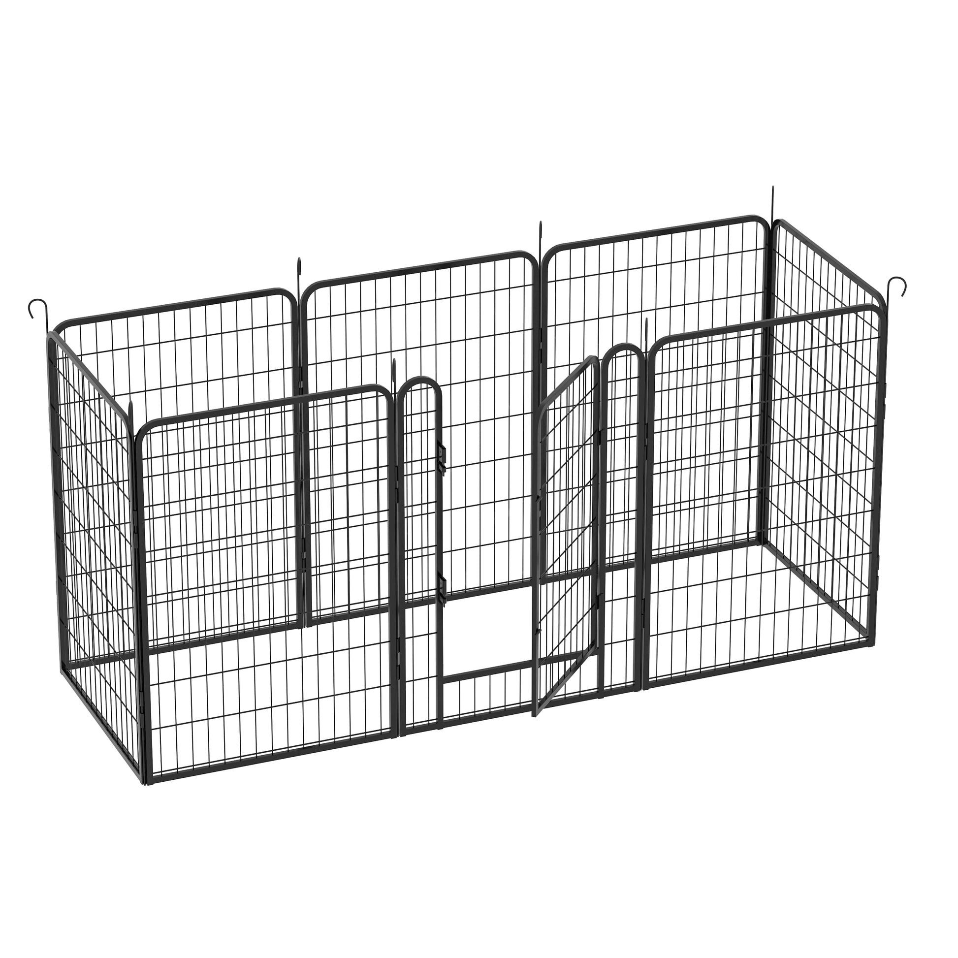 8 Panels Heavy Duty Metal Playpen With Door,39.37"H Dog Fence Pet Exercise Pen For Outdoor, Indoor Black Metal