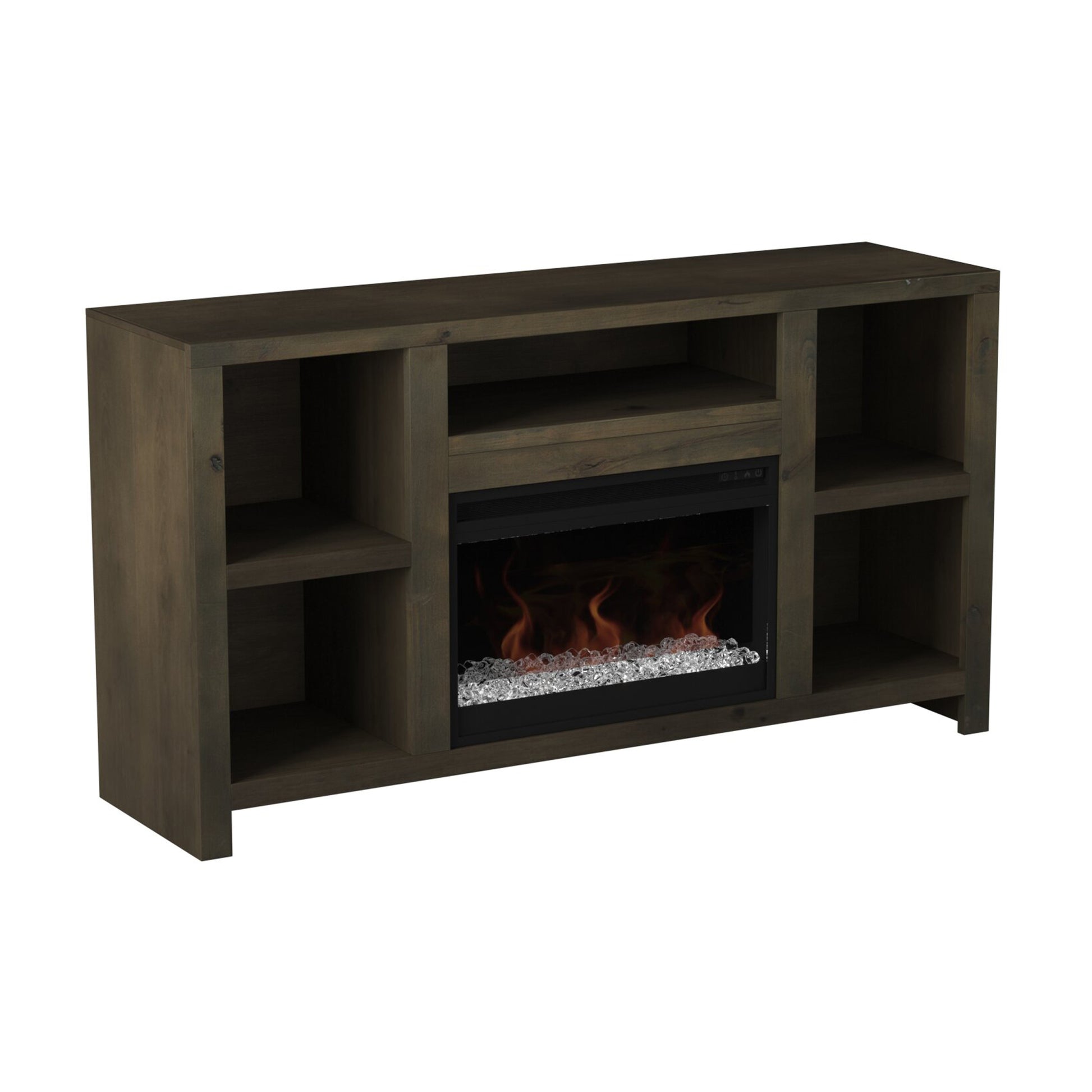 Joshua Creek 62 Inch Electric Fireplace Tv Stand For Tvs Up To 70 Inches, Minimal Assembly, Barnwood Finish Electric Brown Primary Living Space Alder Yes Insert Electric Up To 40 No Brown 400 Vent Free Lodge,Rustic,Transitional Wood