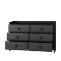 Chest Of Drawers Black Dresser6 Drawer Chest With Wide Storage, Modern Contemporary 6 Drawer Cabinet, Dresser For Bedroom Living Room Hallway Black Mdf