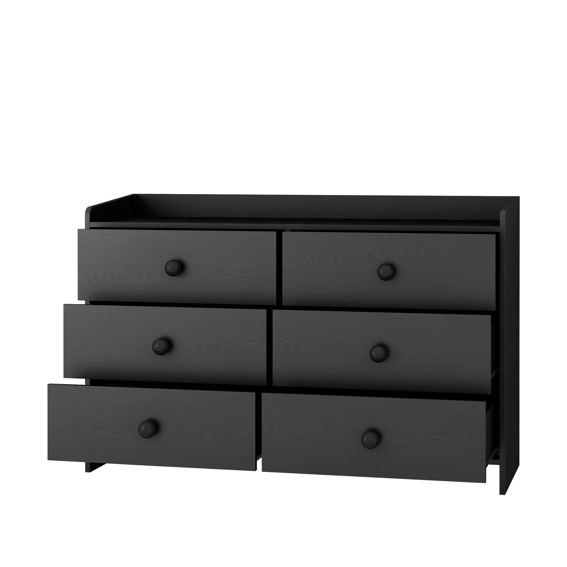 Chest Of Drawers Black Dresser6 Drawer Chest With Wide Storage, Modern Contemporary 6 Drawer Cabinet, Dresser For Bedroom Living Room Hallway Black Mdf