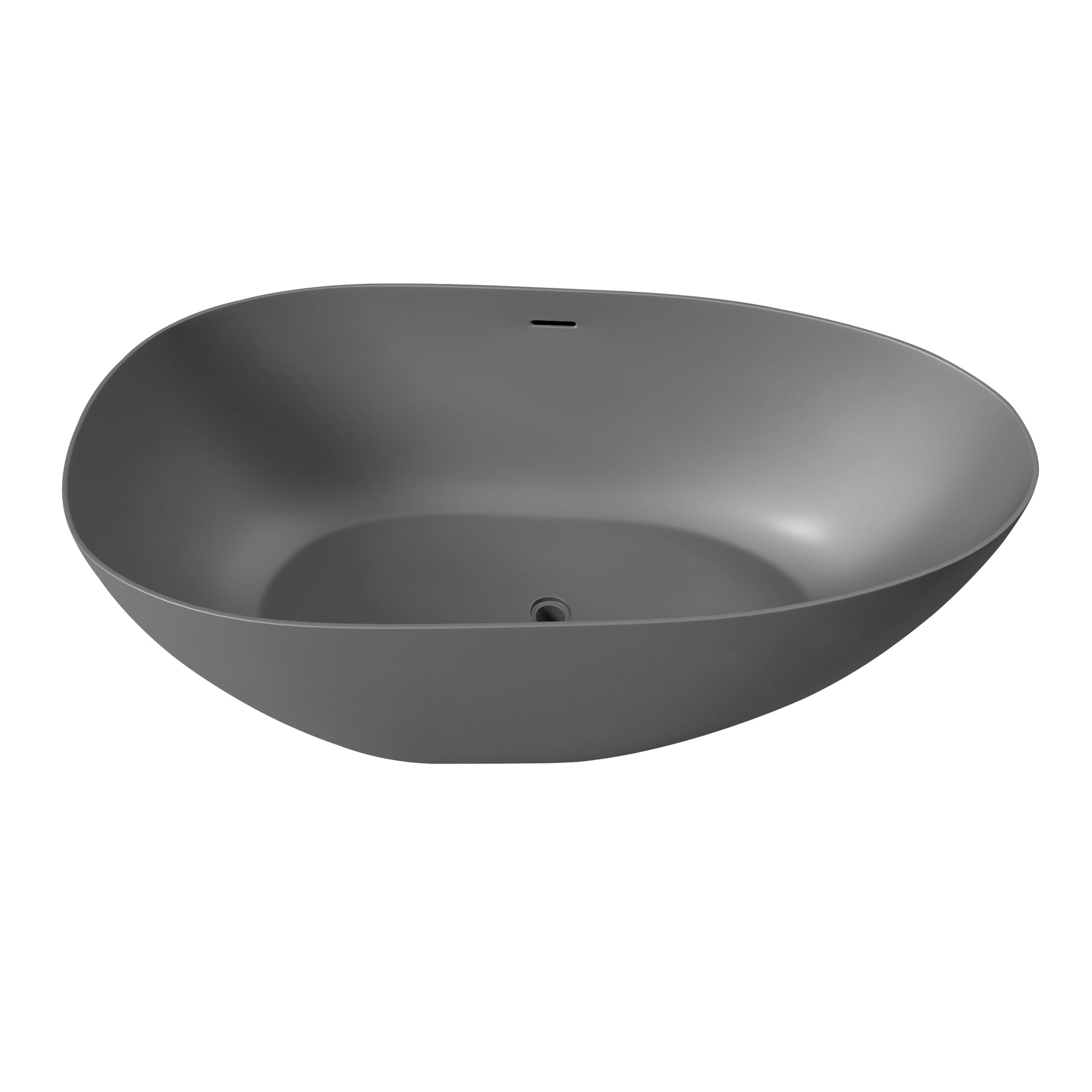 1500Mm Small Size Solid Surface Stone Bathroom Freestand Bathtub Dark Grey Grey Oval Bathroom Freestanding Tubs Matte 59 61 In Luxury,Modern Soaking Center Solid Surface Solid Surface