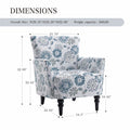 Armchair Modern Accent Sofa With Linen Surface,Leisure Chair With Solid Wood Feet For Living Room Bedroom Studio,White Blue White Line Primary Living Space Modern Upholstered Linen