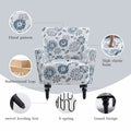 Armchair Modern Accent Sofa With Linen Surface,Leisure Chair With Solid Wood Feet For Living Room Bedroom Studio,White Blue White Line Primary Living Space Modern Upholstered Linen