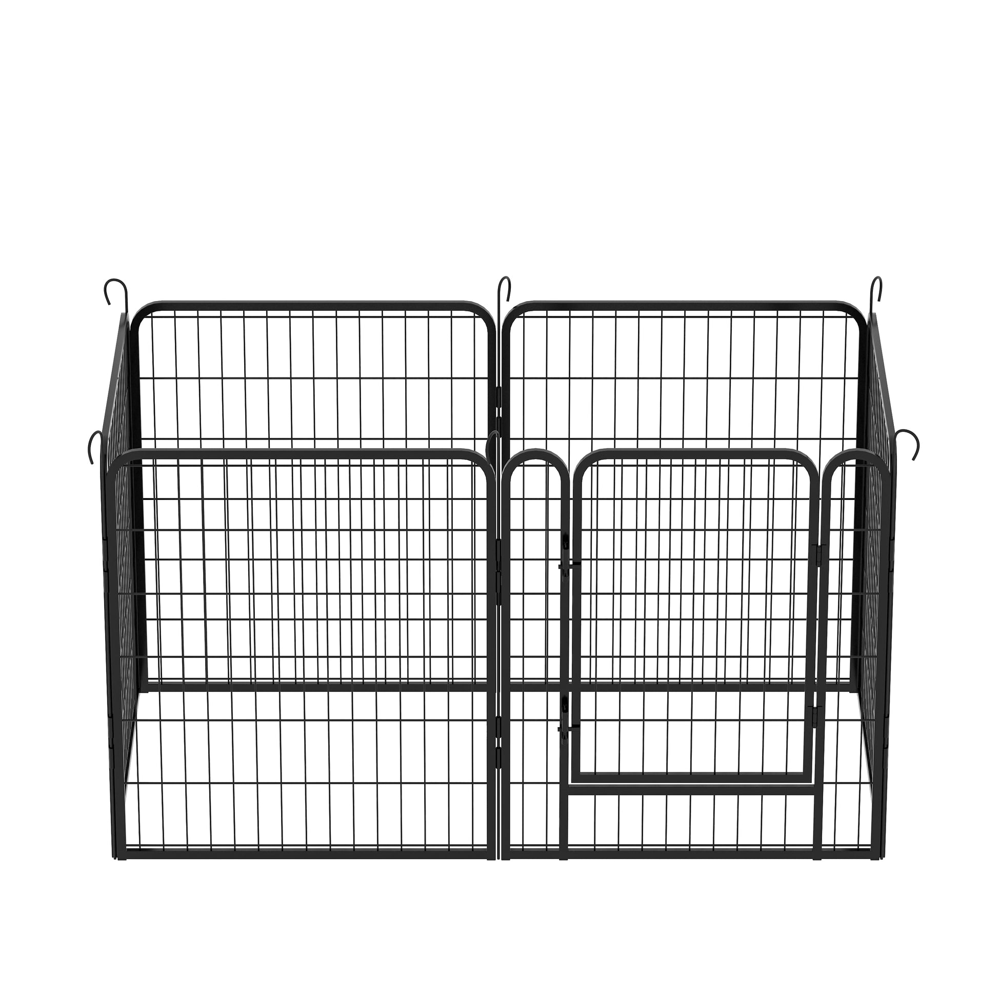 6 Panels Heavy Duty Metal Playpen With Door,31.7"H Dog Fence Pet Exercise Pen For Outdoor, Indoor Black Metal