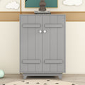 Wooden Wardrobe Cabinet With Hanging Rod, Storage Armoires With Doors,Gray Gray Solid Wood