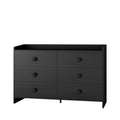 Chest Of Drawers Black Dresser6 Drawer Chest With Wide Storage, Modern Contemporary 6 Drawer Cabinet, Dresser For Bedroom Living Room Hallway Black Mdf