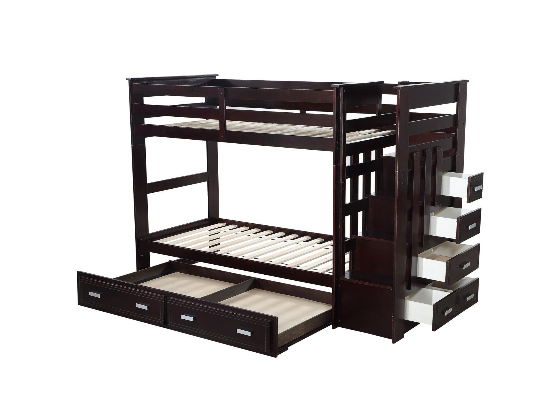 Allentown Bunk Bed Twin Twin & Storage In Espresso 10170W Espresso Solid Wood