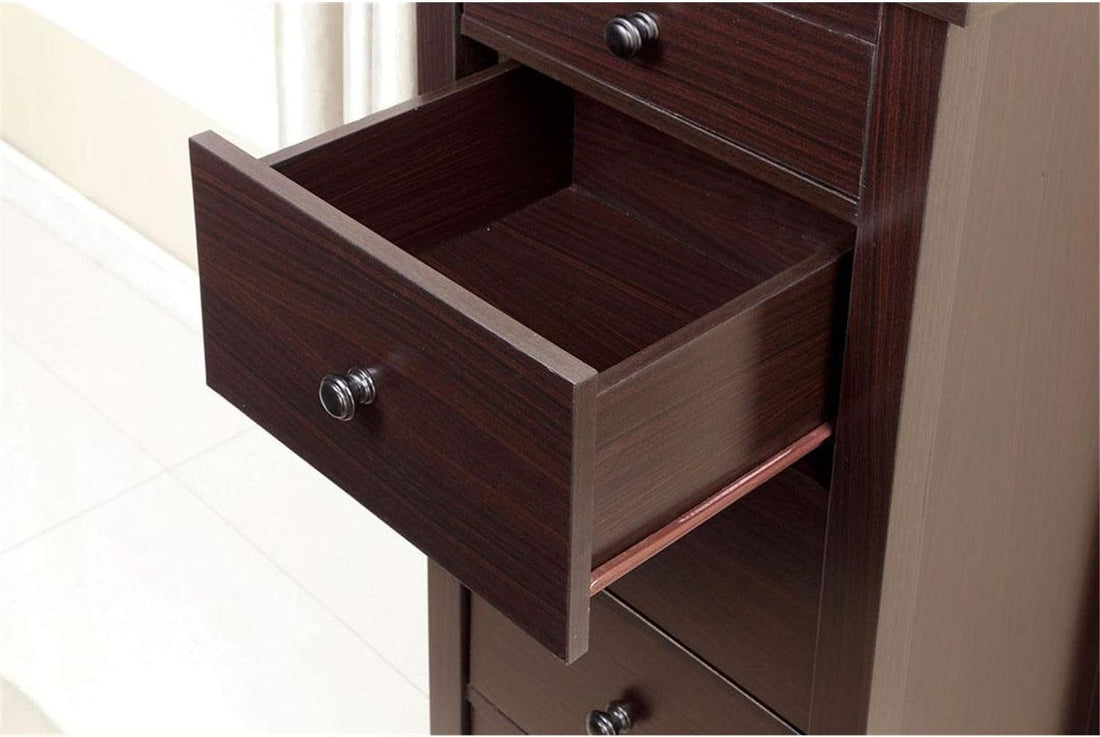 Transitional Espresso Compact Design 5 Drawer Chest Bedroom Small Living Space Chest Of Drawers Espresso Bedroom Contemporary,Modern,Transitional Solid Wood