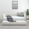 Daybed With Trundle Velvet Upholstered Tufted Sofa Bed, With Button And Copper Nail Onsquare Arms,Full Daybed & Twin Trundle For Bedroom, Living Room, Guest Room, 83