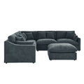 6 Seats Modular L Shaped Sectional Sofa With Ottoman,10 Pillows, Oversized Upholstered Couch W Removabled Down Filled Seat Cushion For Living Room, Chenille Grey Dark Grey Chenille Wood Primary Living Space Soft Pillow Back Eucalyptus Square Arms Foam