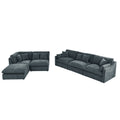 6 Seats Modular L Shaped Sectional Sofa With Ottoman,10 Pillows, Oversized Upholstered Couch W Removabled Down Filled Seat Cushion For Living Room, Chenille Grey Dark Grey Chenille Wood Primary Living Space Soft Pillow Back Eucalyptus Square Arms Foam