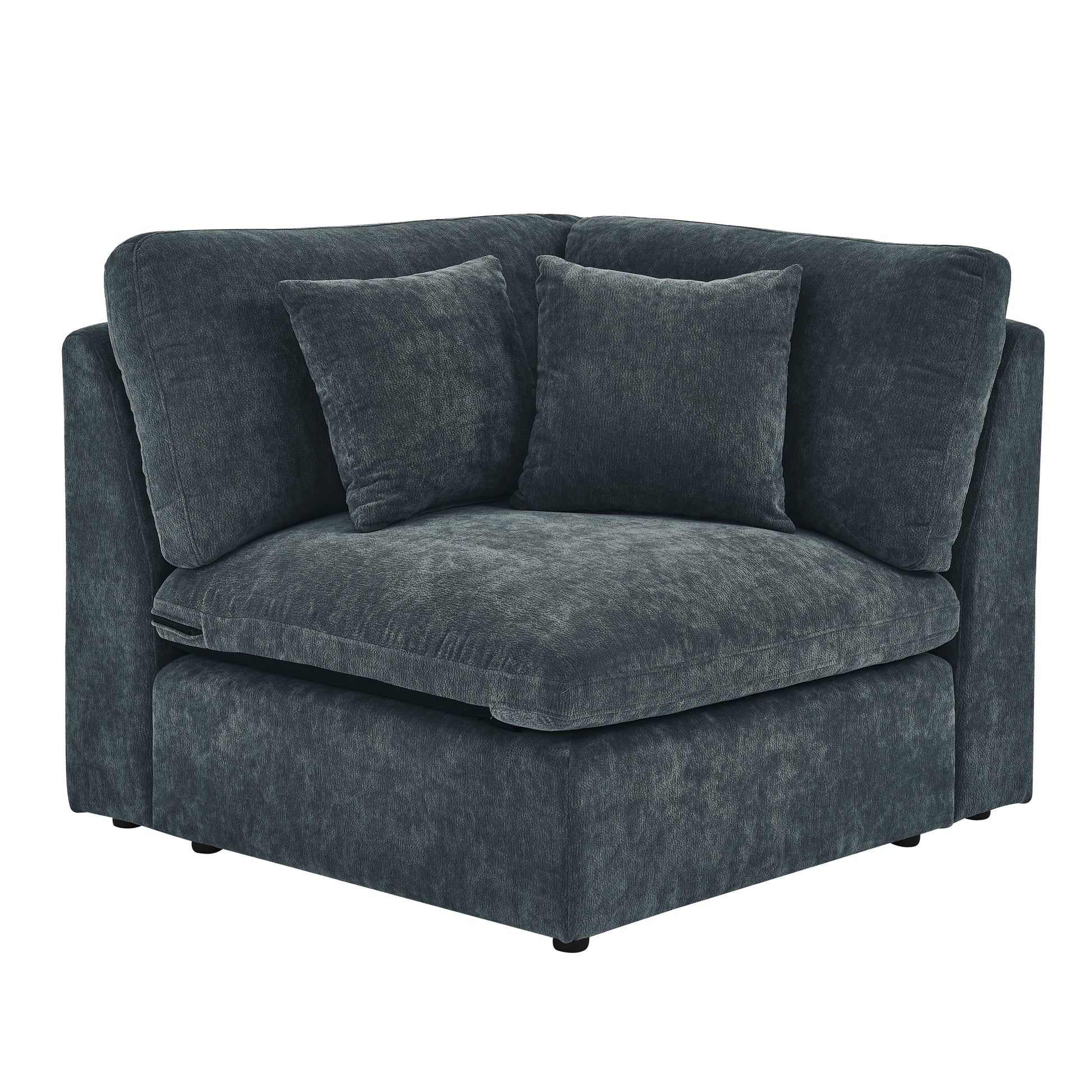 6 Seats Modular L Shaped Sectional Sofa With Ottoman,10 Pillows, Oversized Upholstered Couch W Removabled Down Filled Seat Cushion For Living Room, Chenille Grey Dark Grey Chenille Wood Primary Living Space Soft Pillow Back Eucalyptus Square Arms Foam