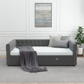 Daybed With Trundle Velvet Upholstered Tufted Sofa Bed, With Button And Copper Nail Onsquare Arms,Full Daybed & Twin Trundle For Bedroom, Living Room, Guest Room, 83