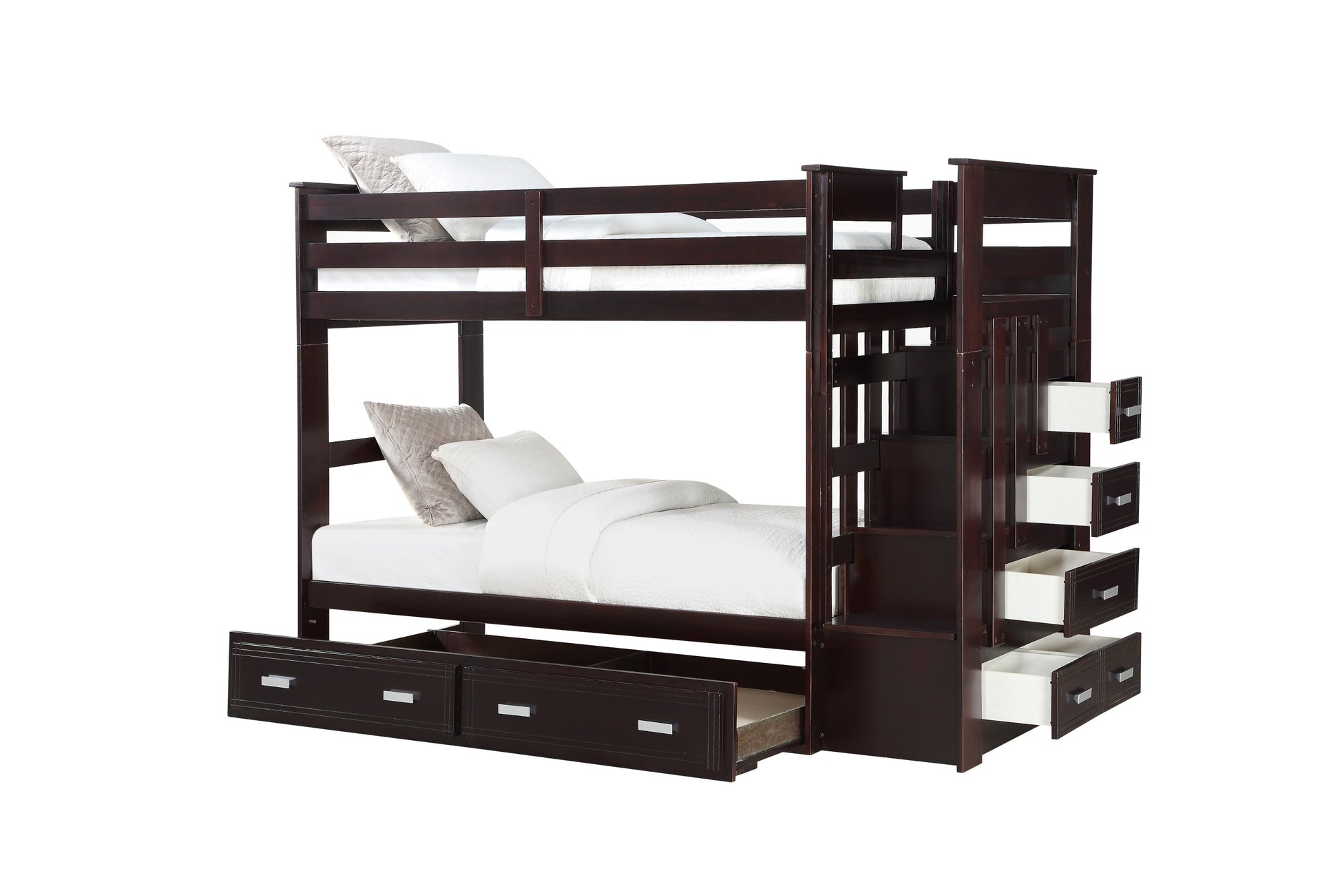 Allentown Bunk Bed Twin Twin & Storage In Espresso 10170W Espresso Solid Wood