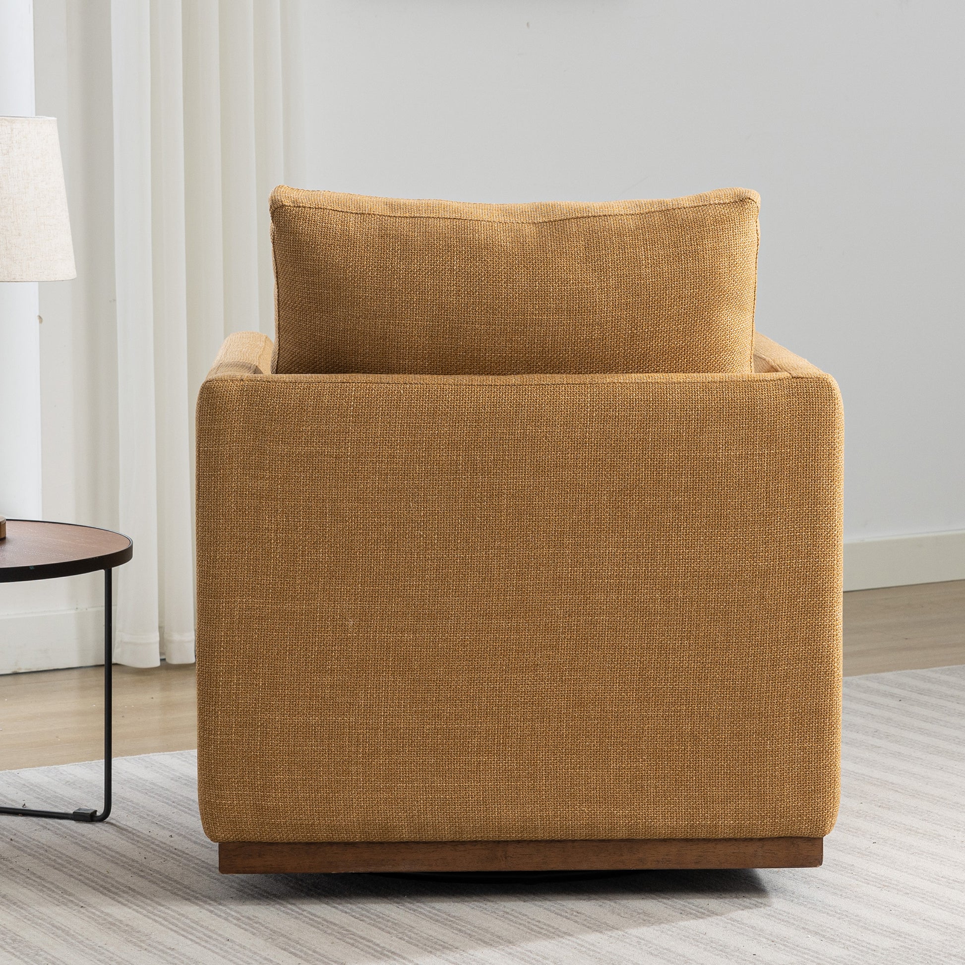 Mid Century Modern Swivel Accent Chair Armchair For Living Room, Bedroom, Guest Room, Office, Mustard Yellow 1 Mustard Yellow Linen