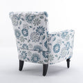 Armchair Modern Accent Sofa With Linen Surface,Leisure Chair With Solid Wood Feet For Living Room Bedroom Studio,White Blue White Line Primary Living Space Modern Upholstered Linen