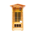 One Person Far Infrared Khaya Outdoor Sauna Room Natural Metal & Wood