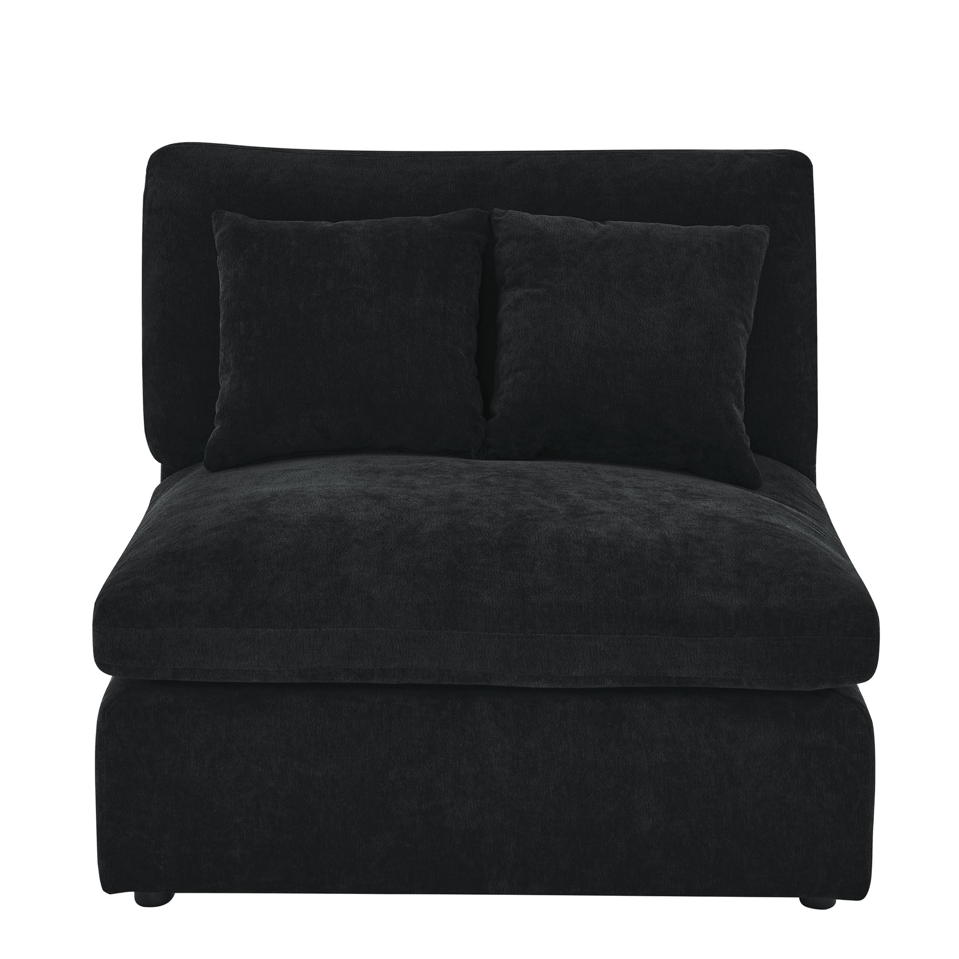 6 Seats Modular L Shaped Sectional Sofa With Ottoman,10 Pillows, Oversized Upholstered Couch W Removabled Down Filled Seat Cushion For Living Room, Chenille Black Black Chenille Wood Primary Living