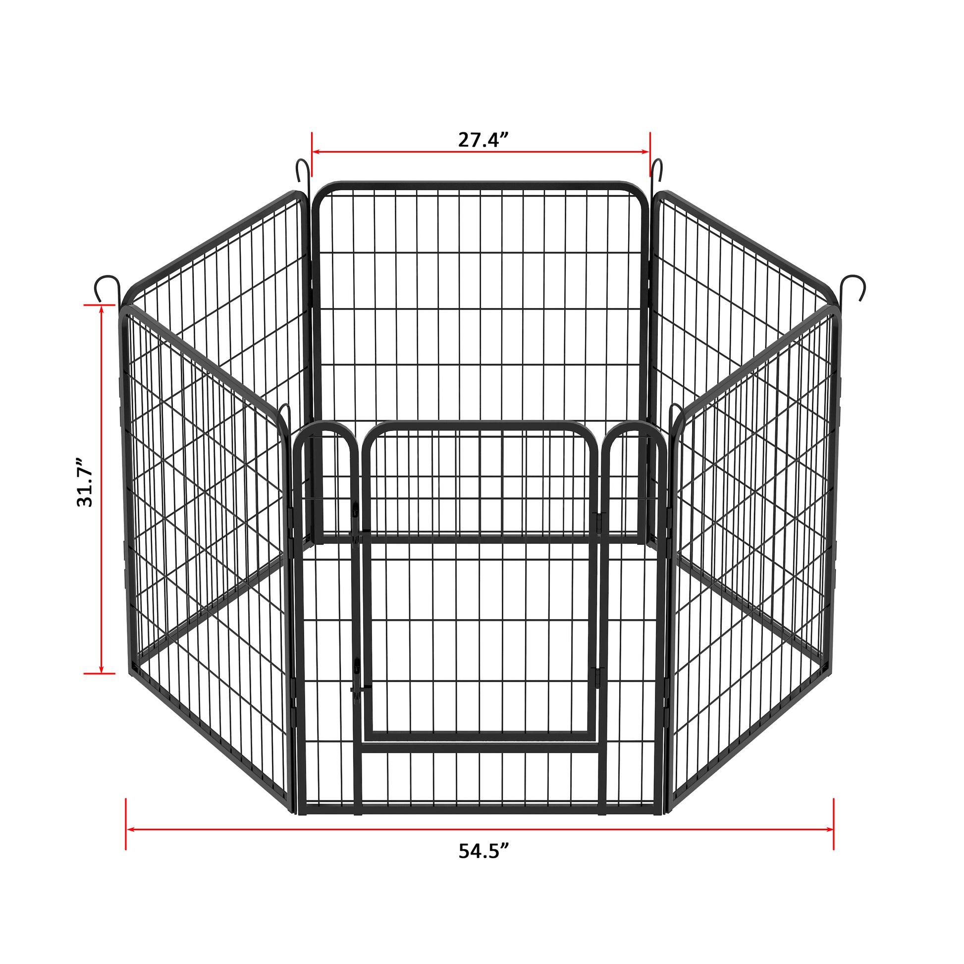 6 Panels Heavy Duty Metal Playpen With Door,31.7"H Dog Fence Pet Exercise Pen For Outdoor, Indoor Black Metal