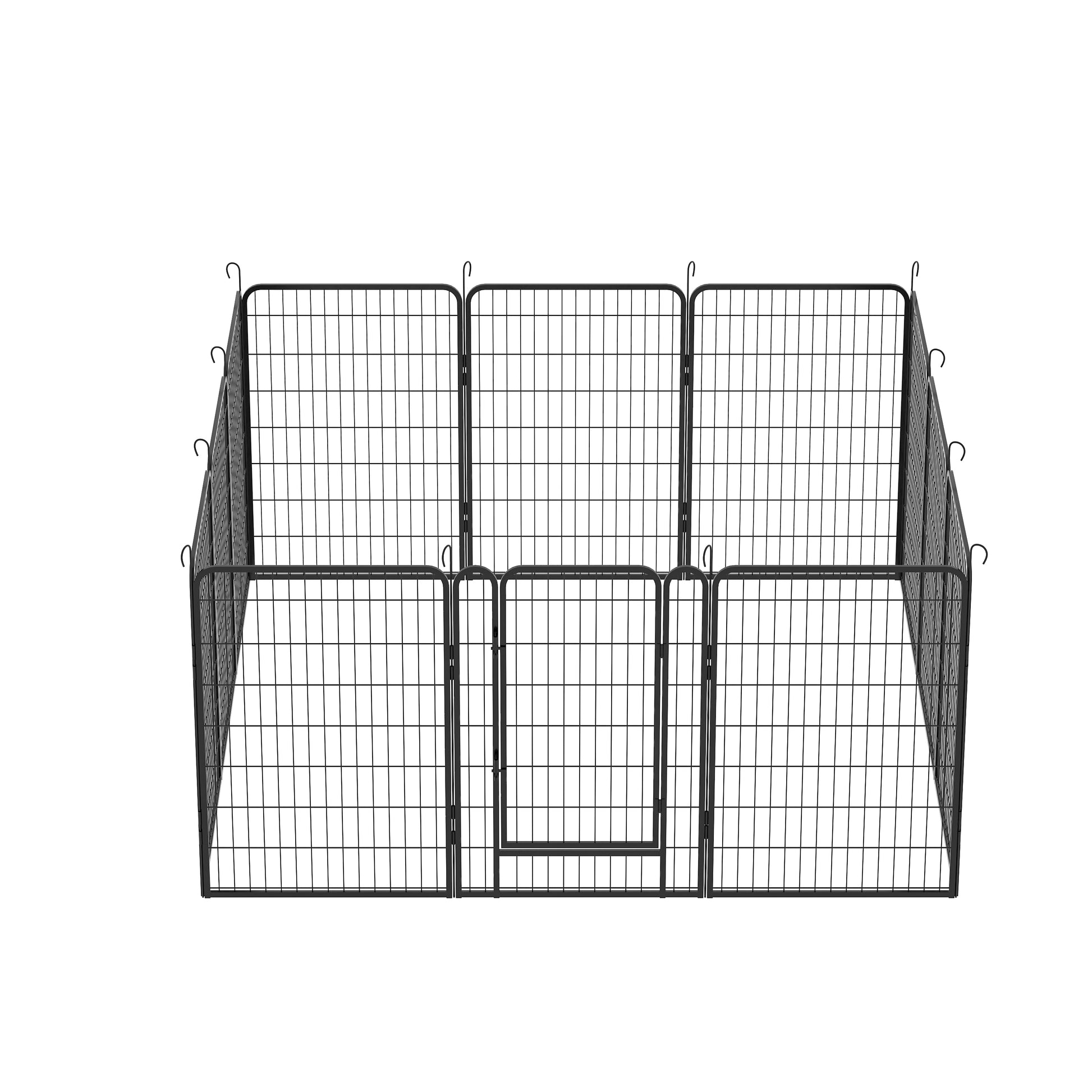 12 Panels Heavy Duty Metal Playpen With Door,39.37"H Dog Fence Pet Exercise Pen For Outdoor Black Metal