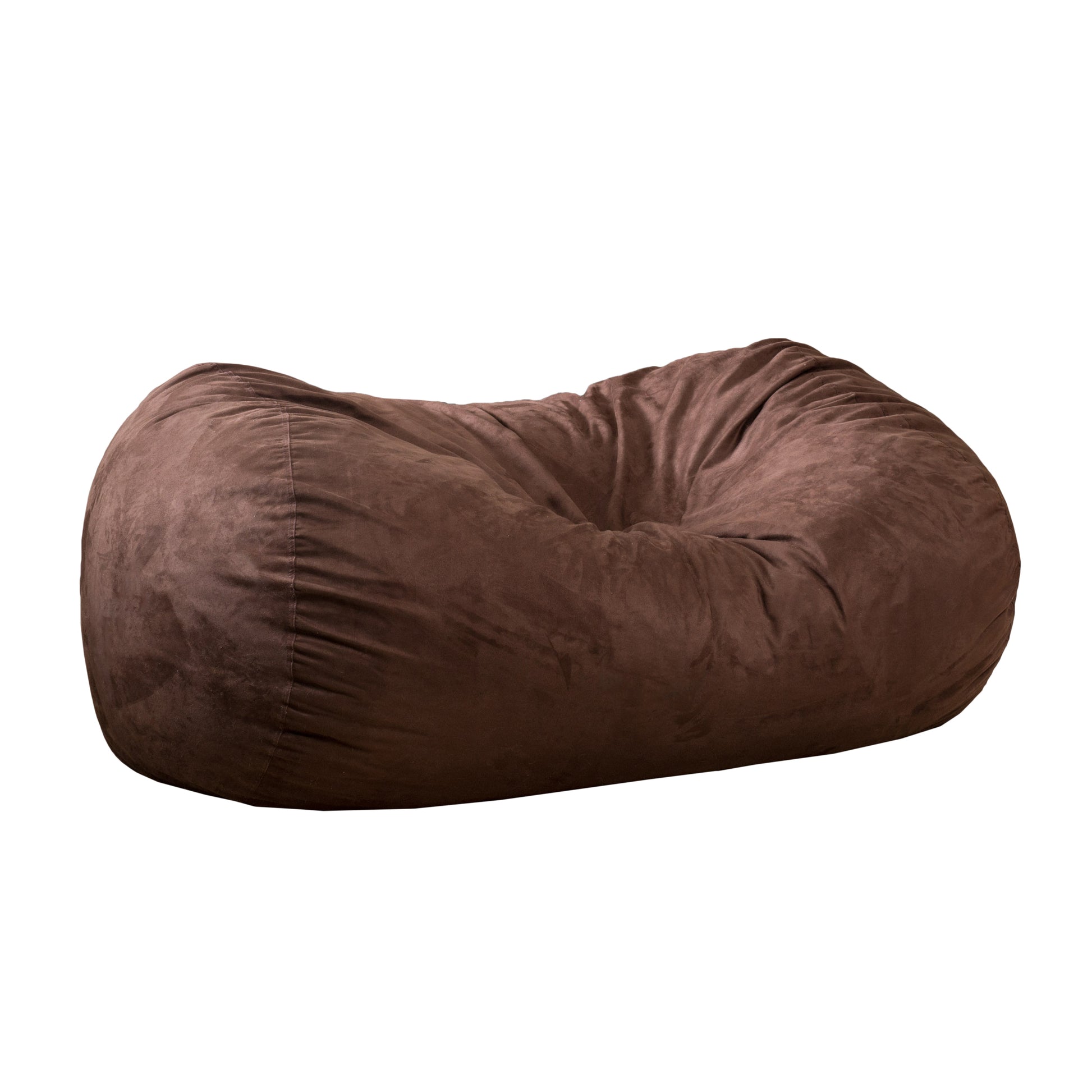 Nest 6.5 Foot Cylindrical Suede Bean Bag, Brown Brown Microfiber