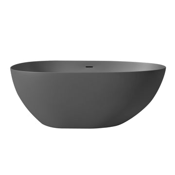 1500Mm Small Size Solid Surface Stone Bathroom Freestand Bathtub Dark Grey Grey Oval Bathroom Freestanding Tubs Matte 59 61 In Luxury,Modern Soaking Center Solid Surface Solid Surface