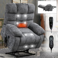 Lift Recliner Chair Heat Massage Dual Motor Infinite Position Up To 350 Lbs Large Electric Power Lift Recliners With Power Remote, Medium Firm And Heavy Duty, Grey White Metal Primary Living Space Heavy Duty Pine Grey Chenille Power Remote Medium Firm