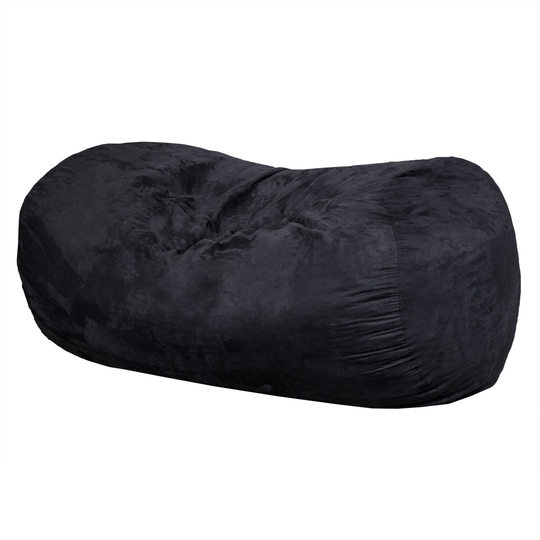 Lara 6.5 Foot Suede Cylindrical Bean Bag, Black Black Microfiber