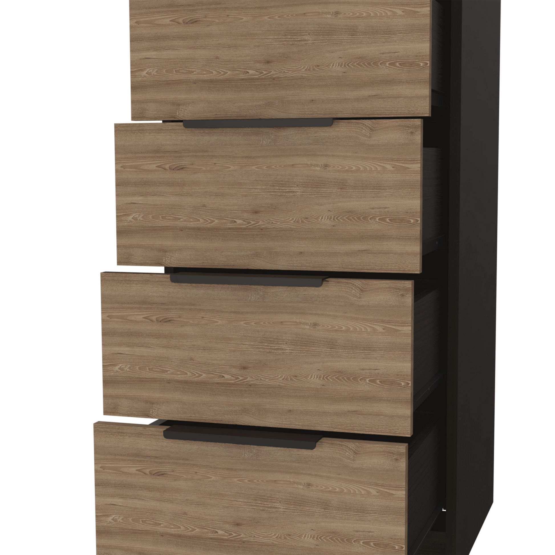 Dresser 42"H, 5 Drawer, Vertical Dresser, Black Light Oak Multicolor Particle Board Particle Board