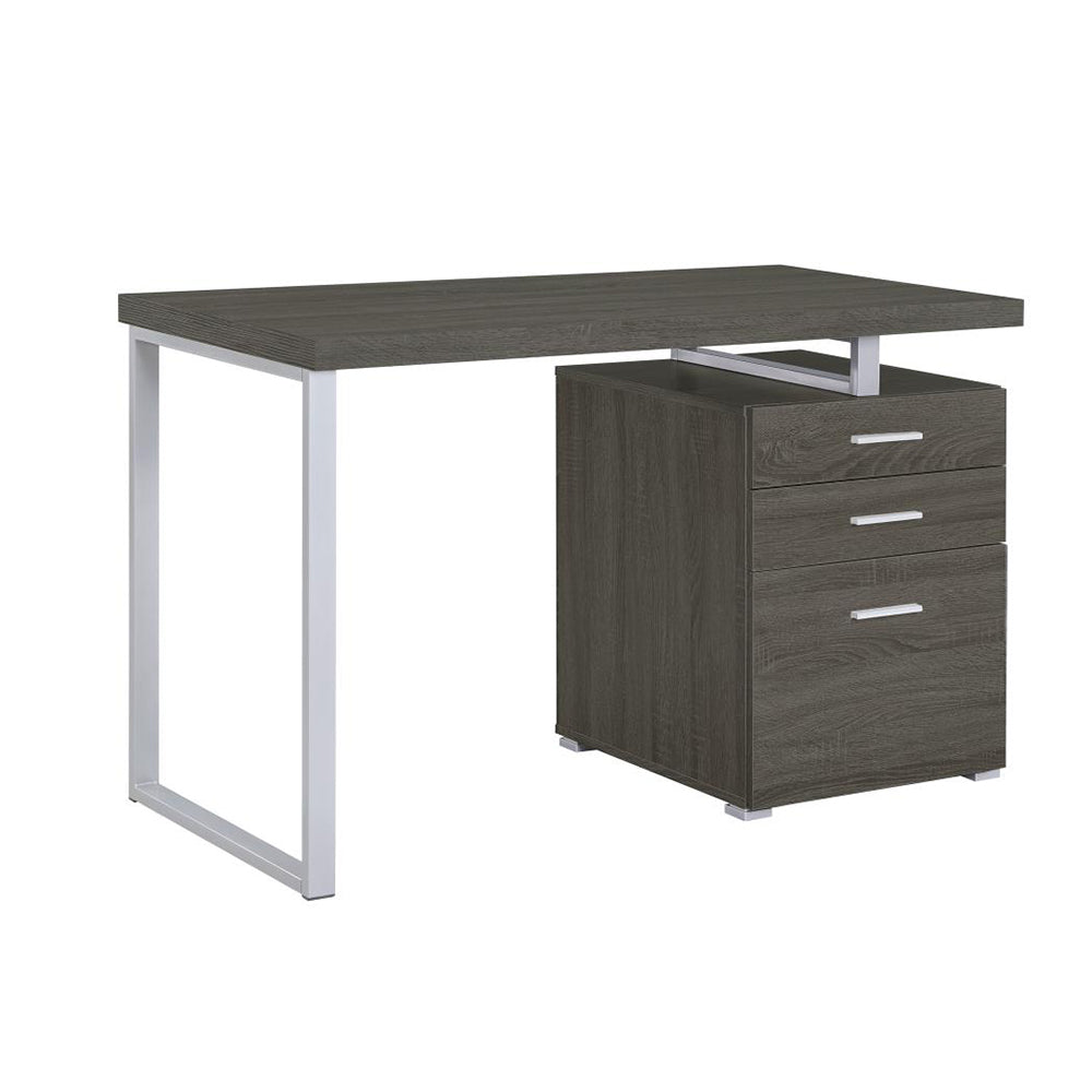 3 Drawer Office Desk In Weathered Grey Finish Grey Drawers Particle Board Mdf