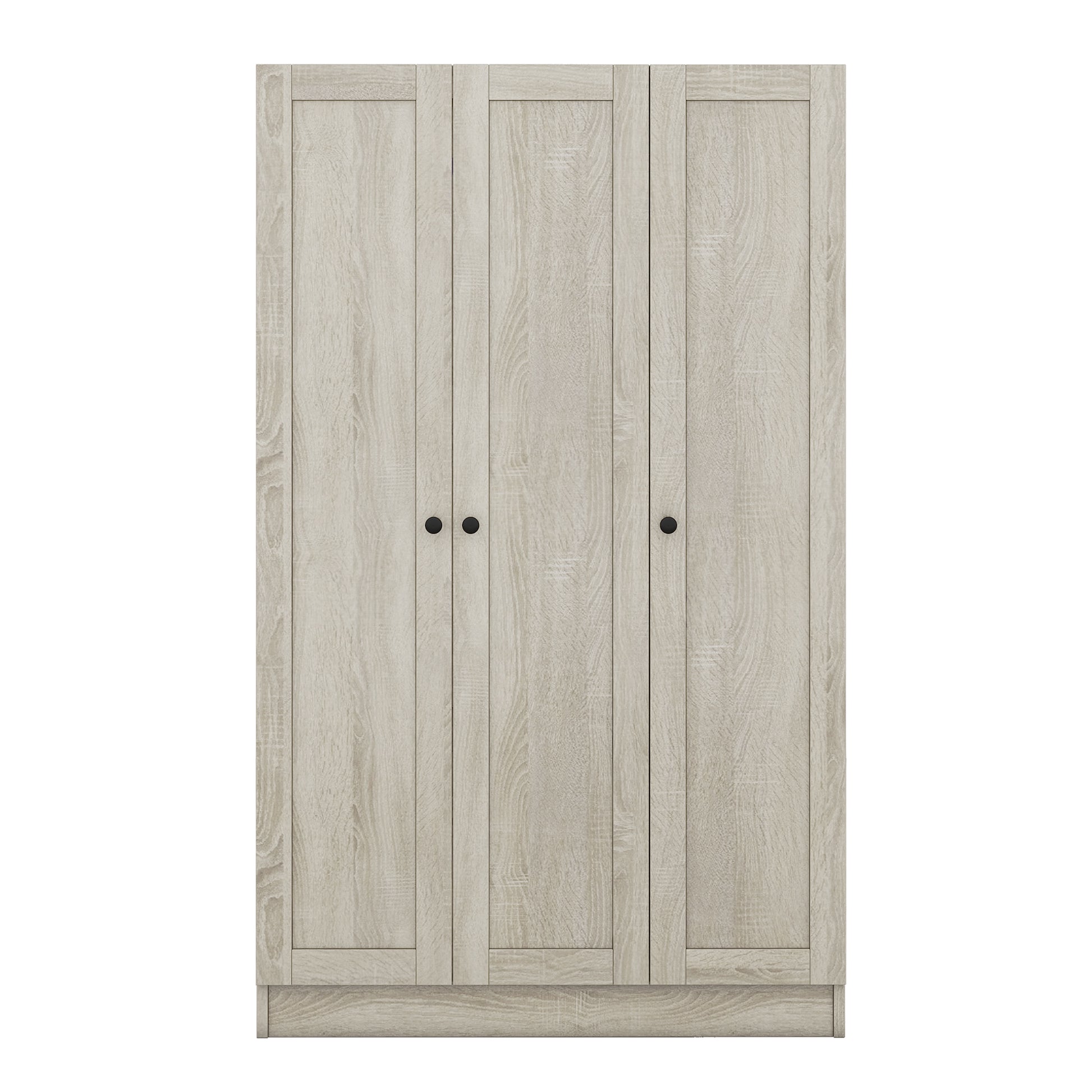 3 Door Shutter Wardrobe With Shelves, Gray Gray Mdf