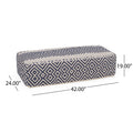 Juniper Rectangular Pouf, Natural, Blue And White White Blue Fabric